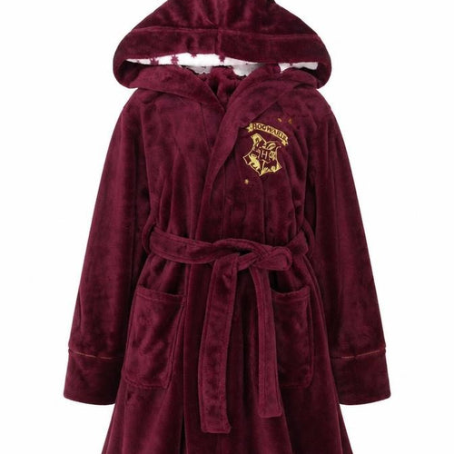 Harry Potter Girls Red Hooded Velour Robe 12 Years Winter Belted Hogwarts Nightwear