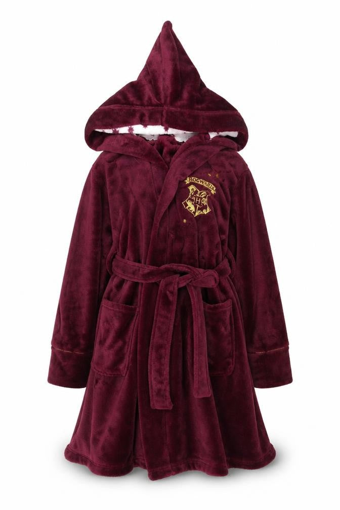 Harry Potter Girls Red Hooded Velour Robe 12 Years Winter Belted Hogwarts Nightwear