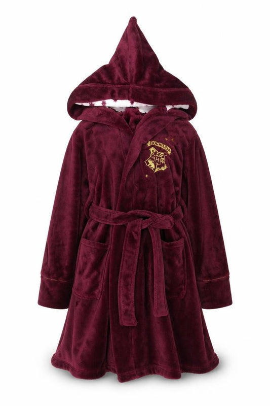 Harry Potter Girls Red Hooded Velour Robe 12 Years Winter Belted Hogwarts Nightwear