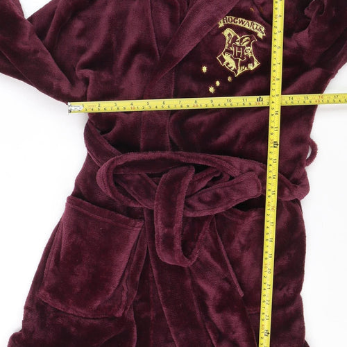 Harry Potter Girls Red Hooded Velour Robe 12 Years Winter Belted Hogwarts Nightwear