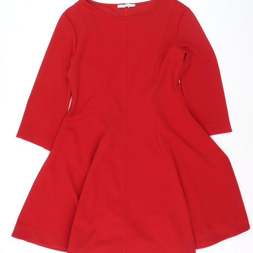 Le Sarte del Sole Women Red Fit & Flare Knee Dress L 3/4 Sleeve
