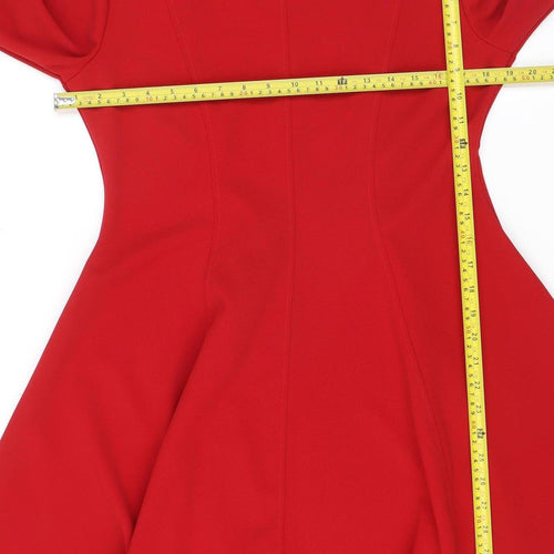 Le Sarte del Sole Women Red Fit & Flare Knee Dress L 3/4 Sleeve