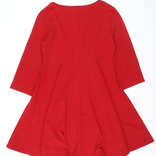 Le Sarte del Sole Women Red Fit & Flare Knee Dress L 3/4 Sleeve