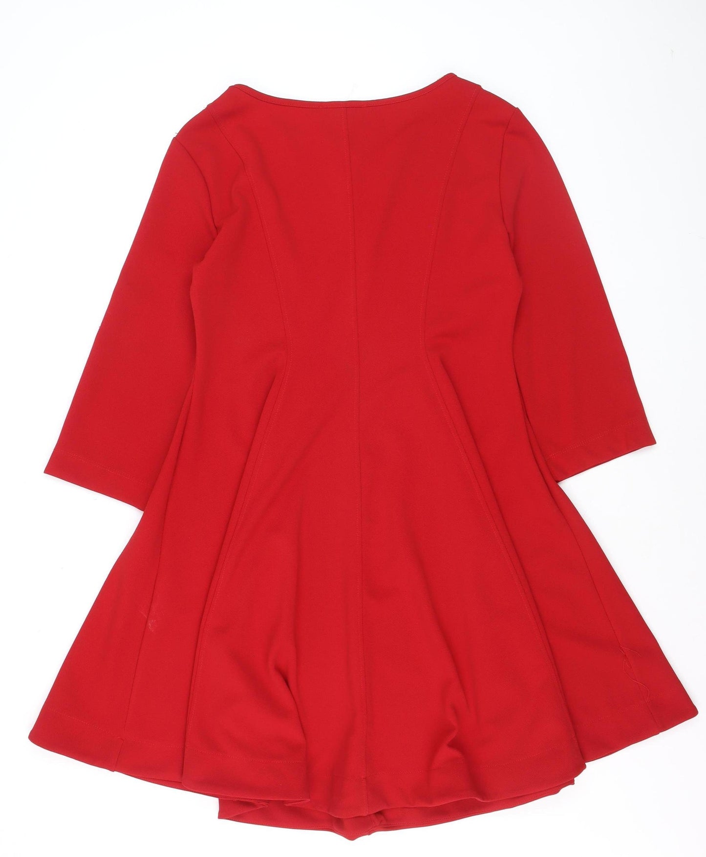 Le Sarte del Sole Women Red Fit & Flare Knee Dress L 3/4 Sleeve