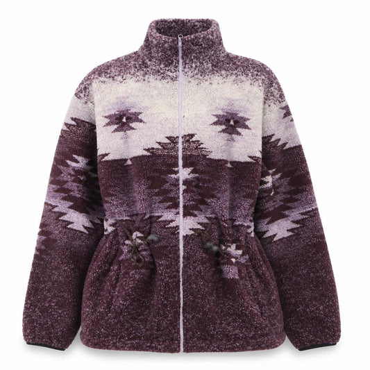 Cabela's Womens Purple Fleece Jacket M Regular Geometric Pattern Zip