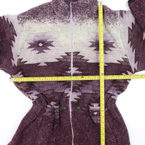 Cabela's Womens Purple Fleece Jacket M Regular Geometric Pattern Zip