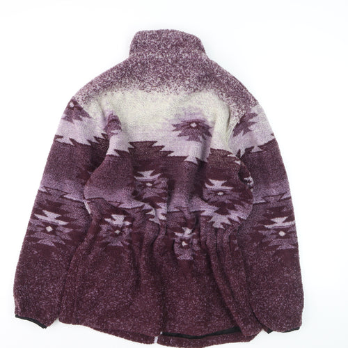 Cabela's Womens Purple Fleece Jacket M Regular Geometric Pattern Zip