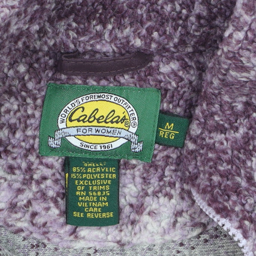 Cabela's Womens Purple Fleece Jacket M Regular Geometric Pattern Zip