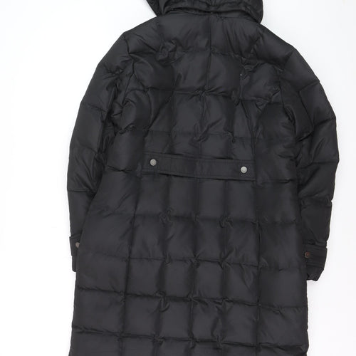Lands' End Women's Black Petite S Long Puffer Coat Hooded Winter Jacket