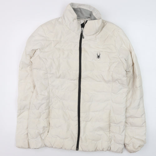 Spyder Women's Ivory Puffer Jacket L Lightweight Down Insulated