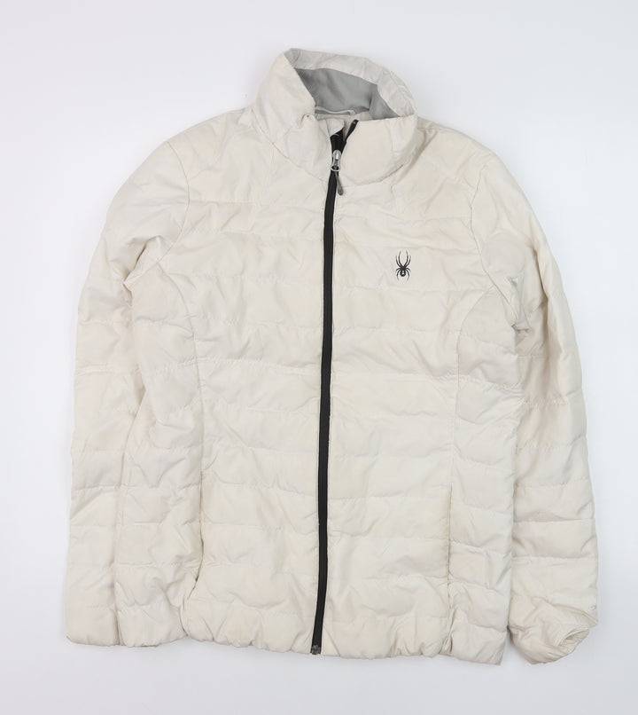 Spyder Women's Ivory Puffer Jacket L Lightweight Down Insulated