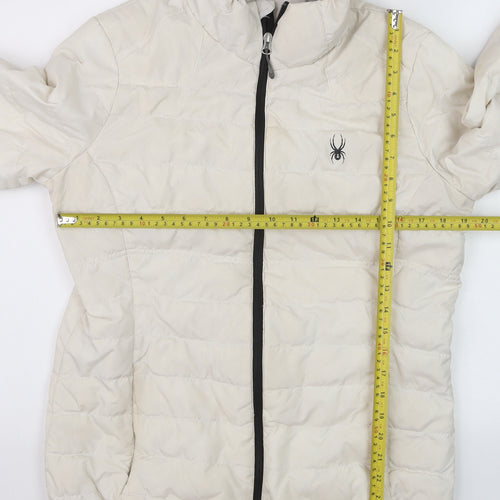 Spyder Women's Ivory Puffer Jacket L Lightweight Down Insulated