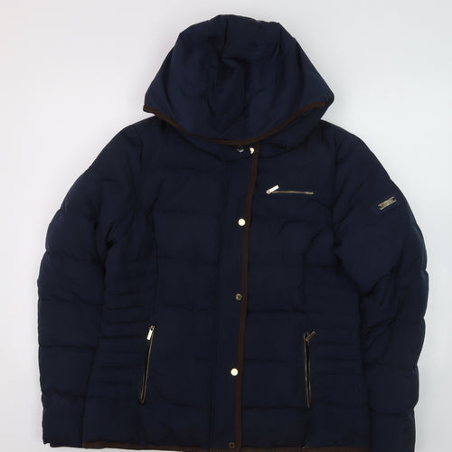 Jake*s Boys Blue Hooded Puffer Jacket Size 12 Years Polyester Winter Coat