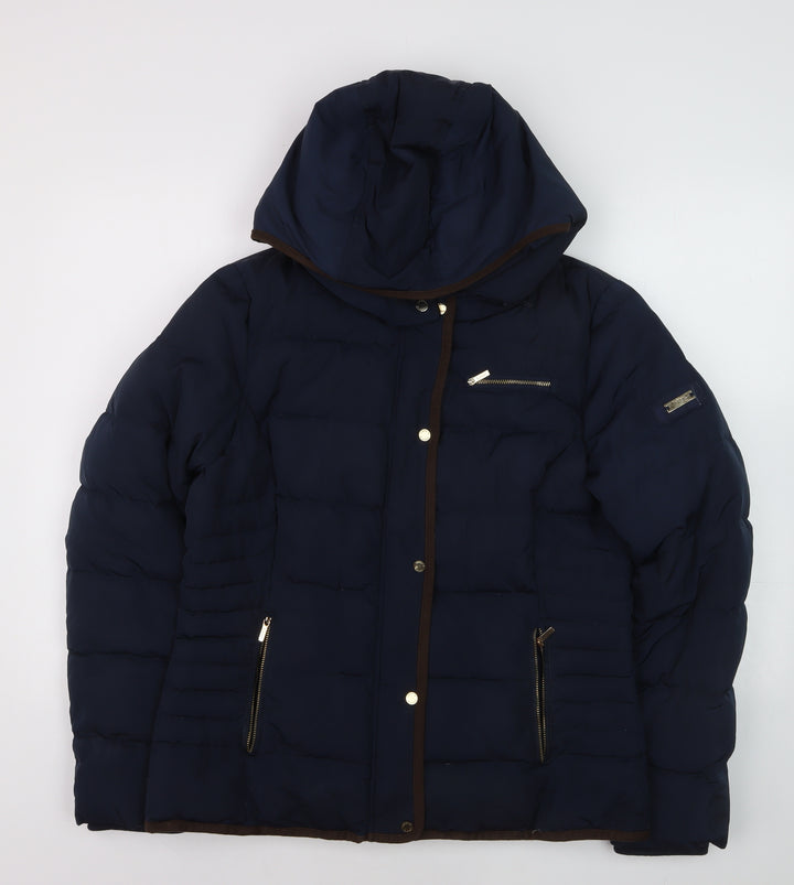 Jake*s Boys Blue Hooded Puffer Jacket Size 12 Years Polyester Winter Coat