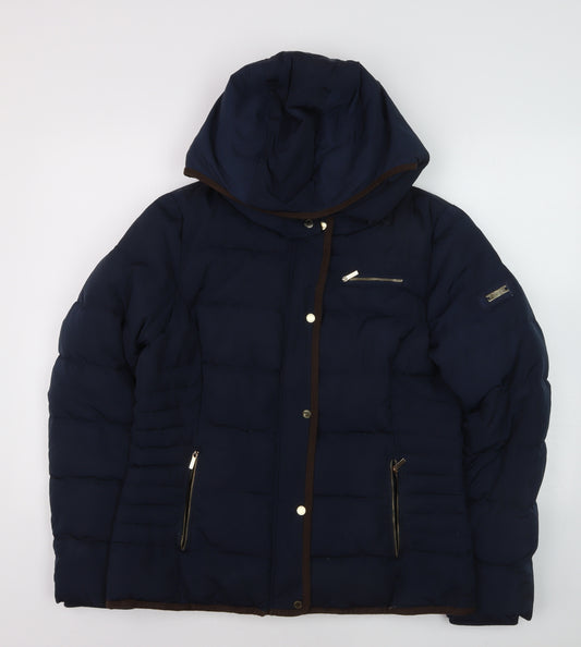 Jake*s Boys Blue Hooded Puffer Jacket Size 12 Years Polyester Winter Coat