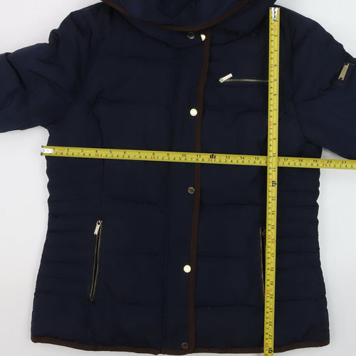 Jake*s Boys Blue Hooded Puffer Jacket Size 12 Years Polyester Winter Coat