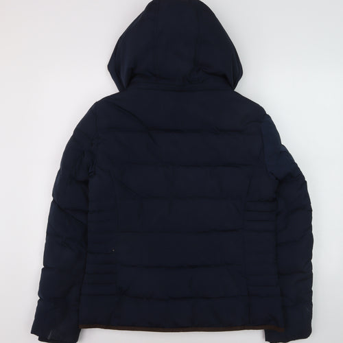 Jake*s Boys Blue Hooded Puffer Jacket Size 12 Years Polyester Winter Coat