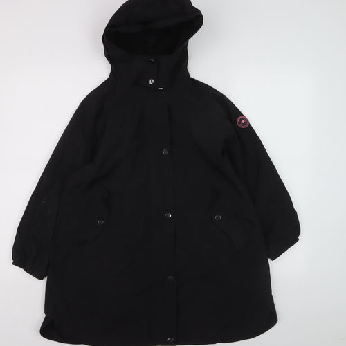 Next Girls Black Hooded Rain Coat 9 Years Water Resistant Nylon Jacket