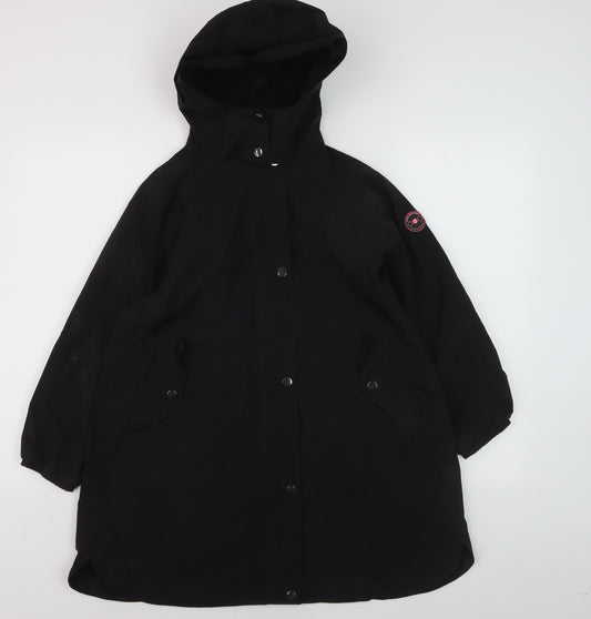 Next Girls Black Hooded Rain Coat 9 Years Water Resistant Nylon Jacket
