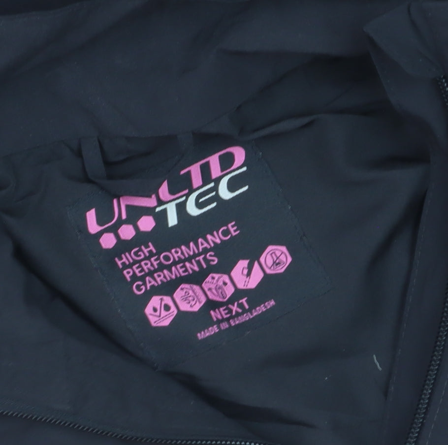 Next Girls Black Hooded Rain Coat 9 Years Water Resistant Nylon Jacket