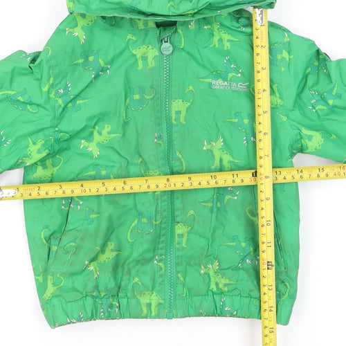 Regatta Unisex Baby Green Dinosaur Rain Coat Jacket 4 Plus Hooded Polyester