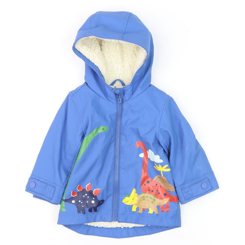 Marks and Spencer Blue Dinosaur Hooded Rain Coat 6-9 Months Unisex Baby