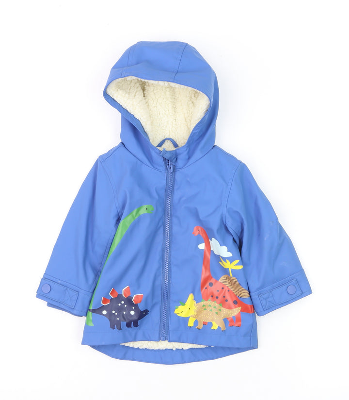 Marks and Spencer Blue Dinosaur Hooded Rain Coat 6-9 Months Unisex Baby