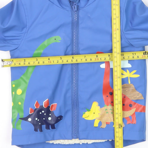 Marks and Spencer Blue Dinosaur Hooded Rain Coat 6-9 Months Unisex Baby