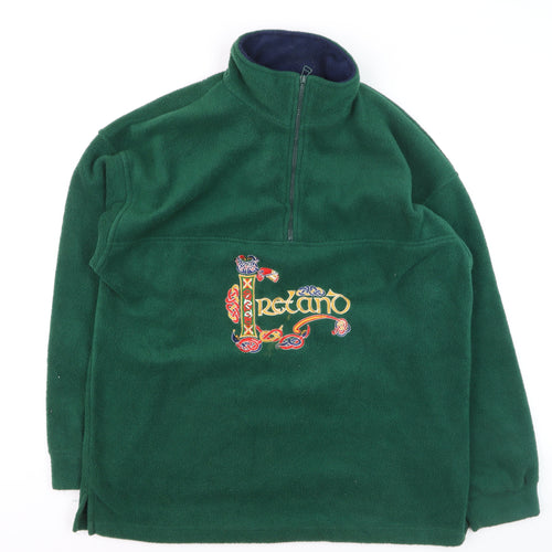 Traditional Craftwear Men's Green Fleece 1/2 Zip Pullover Sweatshirt M