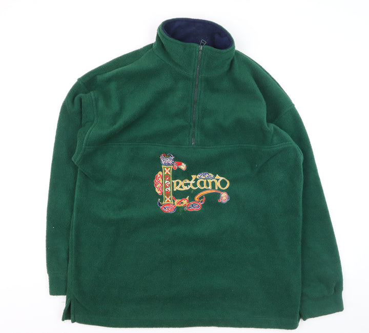 Traditional Craftwear Men's Green Fleece 1/2 Zip Pullover Sweatshirt M