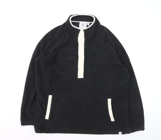 TOG24 Men's Black Fleece 1/2 Zip Windbreaker Jacket Size L