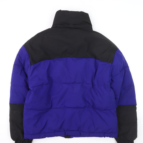 River Island Men's Blue Black Puffer Jacket Size S Winter Casual