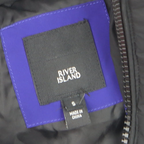 River Island Men's Blue Black Puffer Jacket Size S Winter Casual