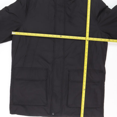 Marks and Spencer Men's Black Polyester Hooded Parka Coat M Regular