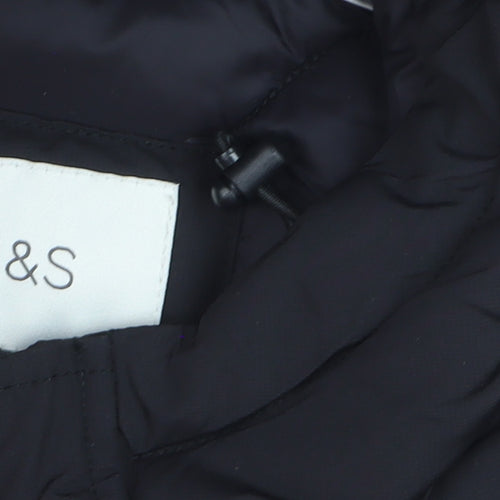 Marks and Spencer Men's Black Polyester Hooded Parka Coat M Regular
