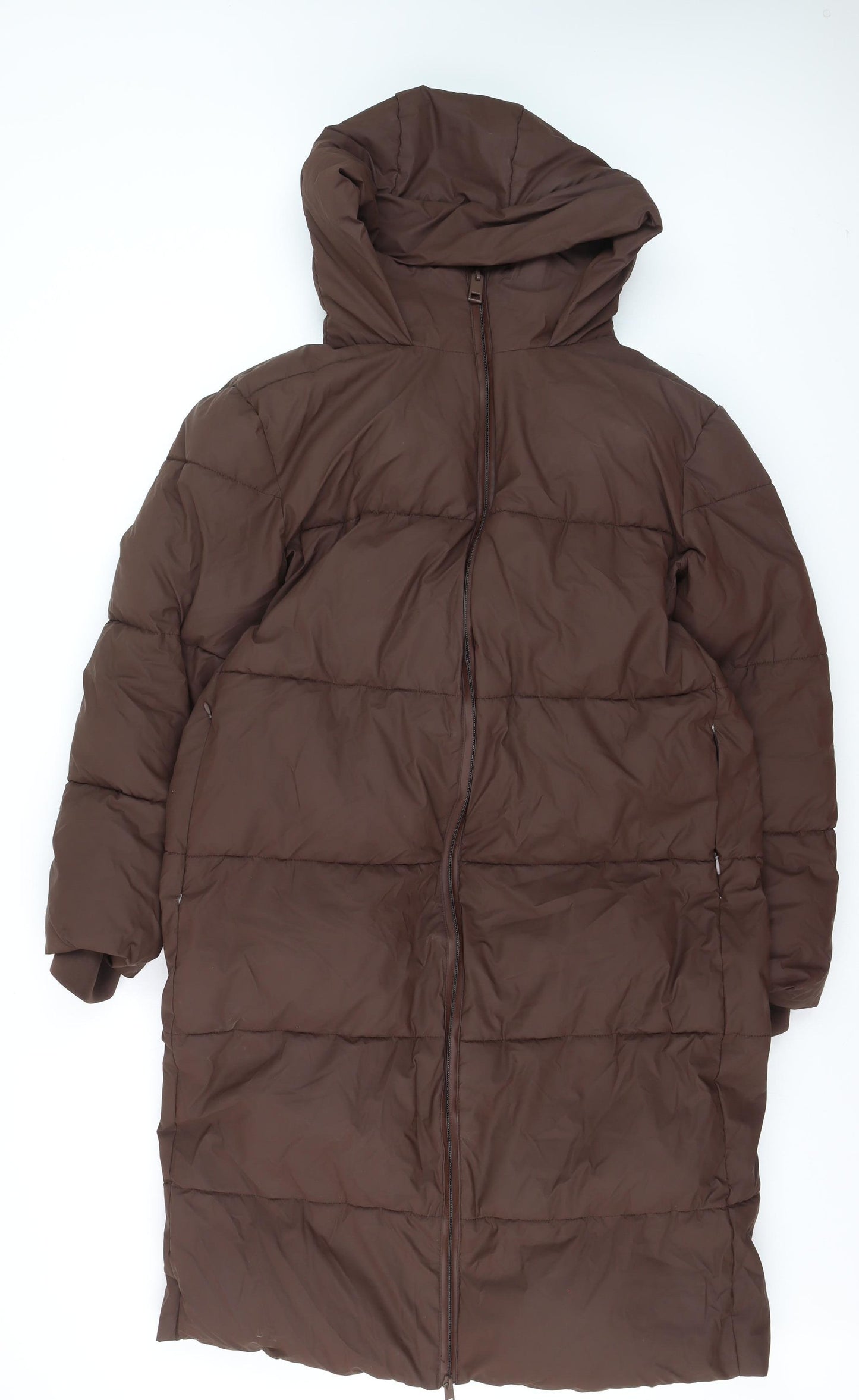 Marks and Spencer Womens Brown Hooded Long Puffer Coat Size 8
