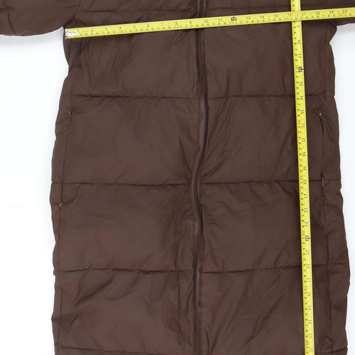 Marks and Spencer Womens Brown Hooded Long Puffer Coat Size 8