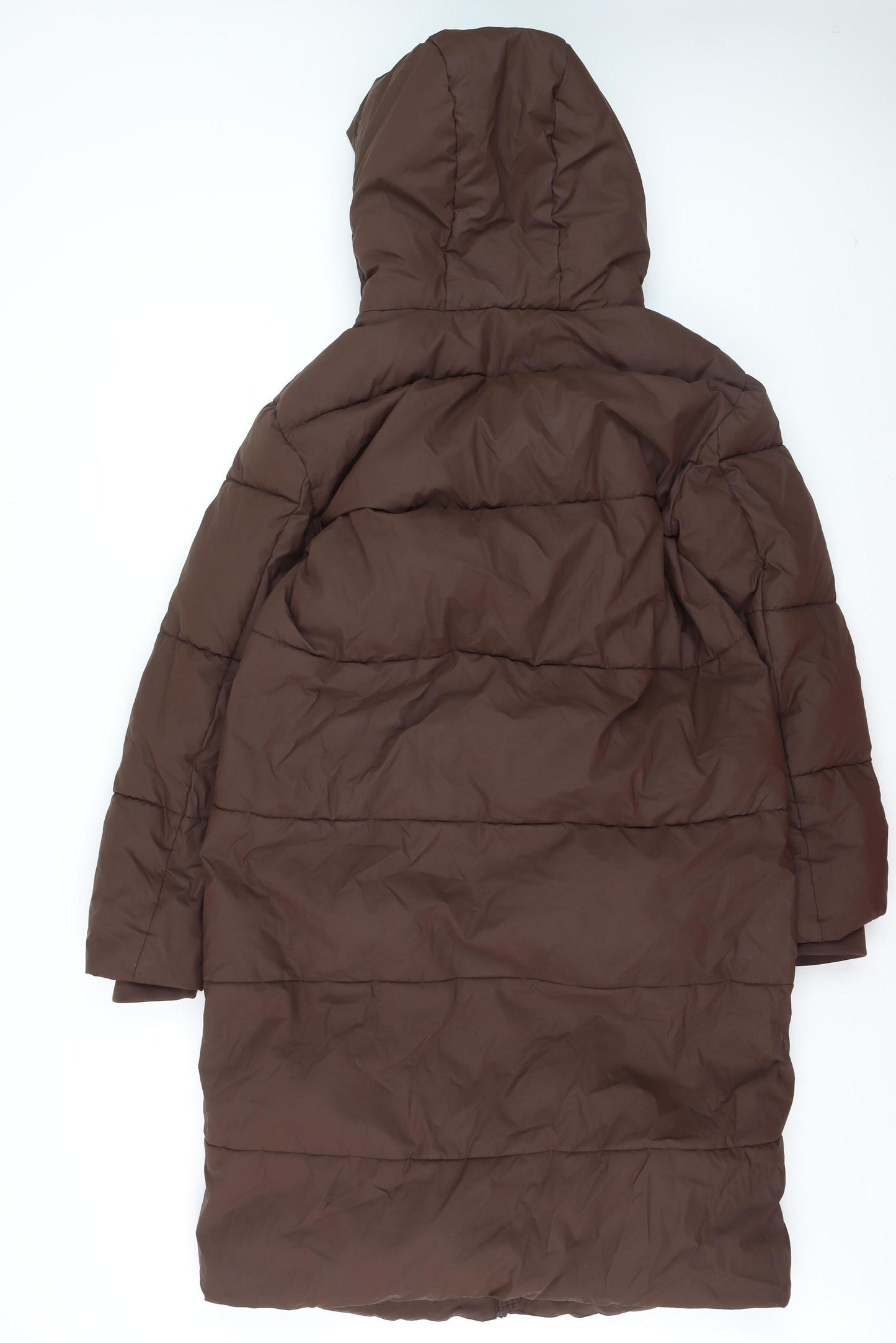 Marks and Spencer Womens Brown Hooded Long Puffer Coat Size 8