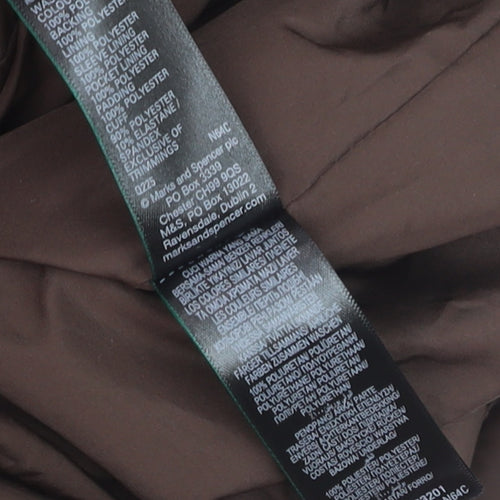 Marks and Spencer Womens Brown Hooded Long Puffer Coat Size 8