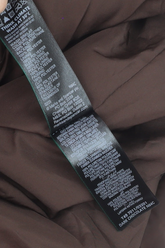 Marks and Spencer Womens Brown Hooded Long Puffer Coat Size 8