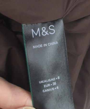Marks and Spencer Womens Brown Hooded Long Puffer Coat Size 8