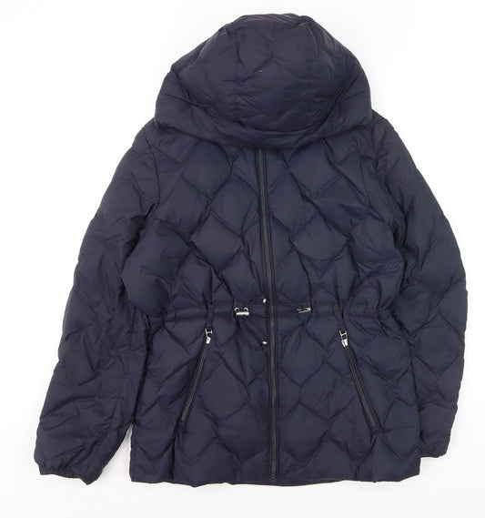 Marks and Spencer Womens Blue Size 12 Hooded Puffer Jacket