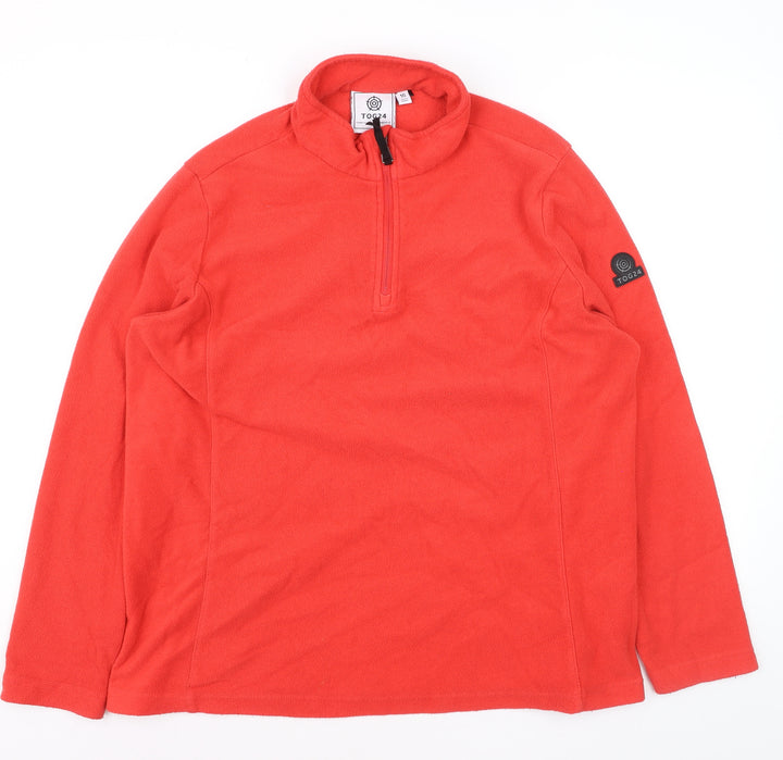 TOG24 Men's Red Fleece 1/4 Zip Pullover Sweatshirt L