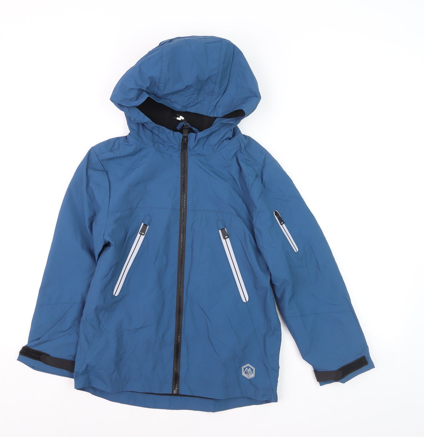Marks and Spencer Boys Blue Hooded Rain Coat Jacket 7-8 Years Waterproof