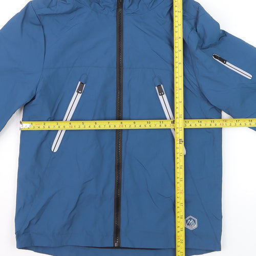 Marks and Spencer Boys Blue Hooded Rain Coat Jacket 7-8 Years Waterproof