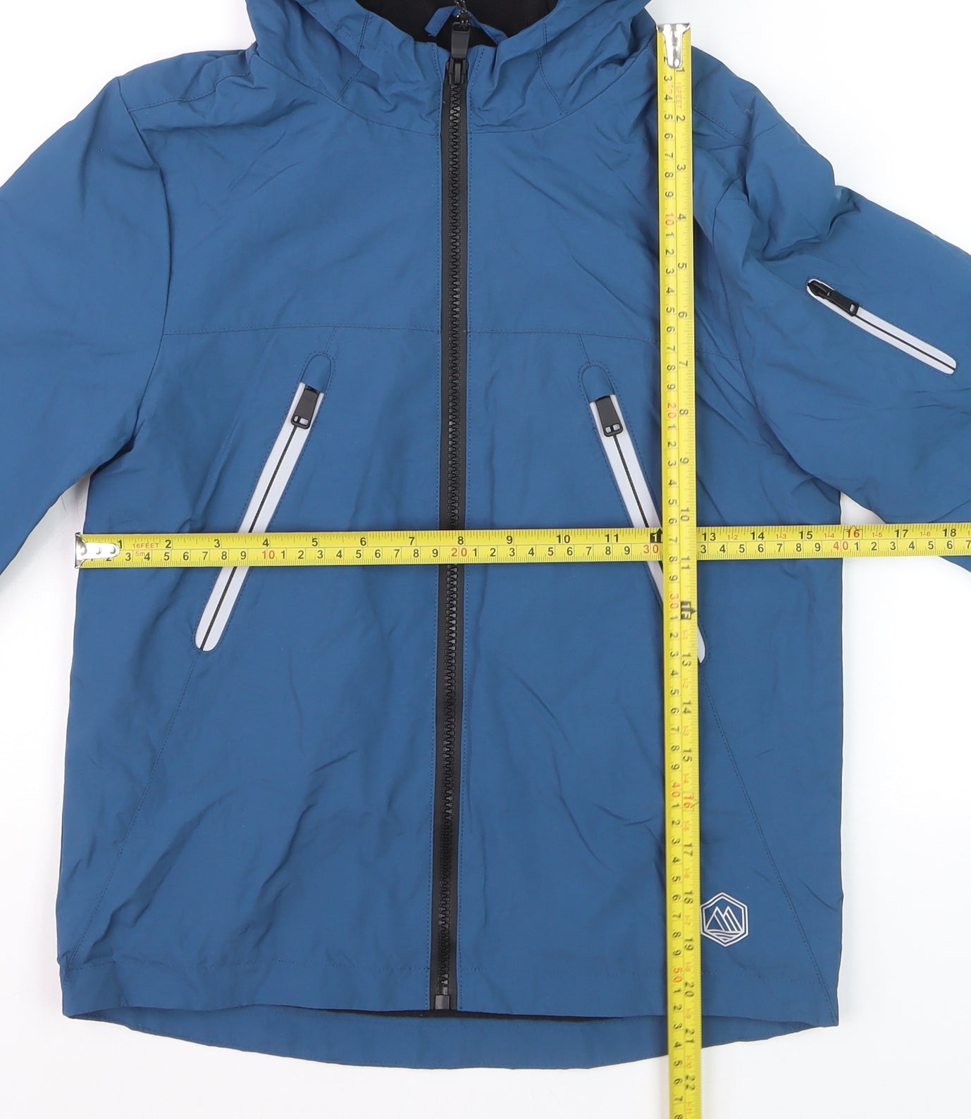 Marks and Spencer Boys Blue Hooded Rain Coat Jacket 7-8 Years Waterproof