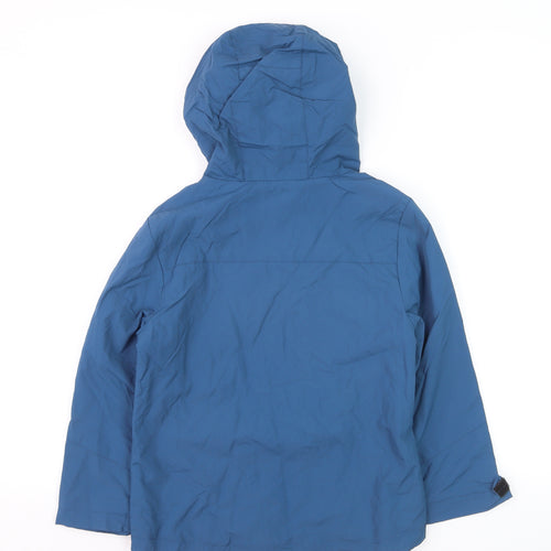 Marks and Spencer Boys Blue Hooded Rain Coat Jacket 7-8 Years Waterproof