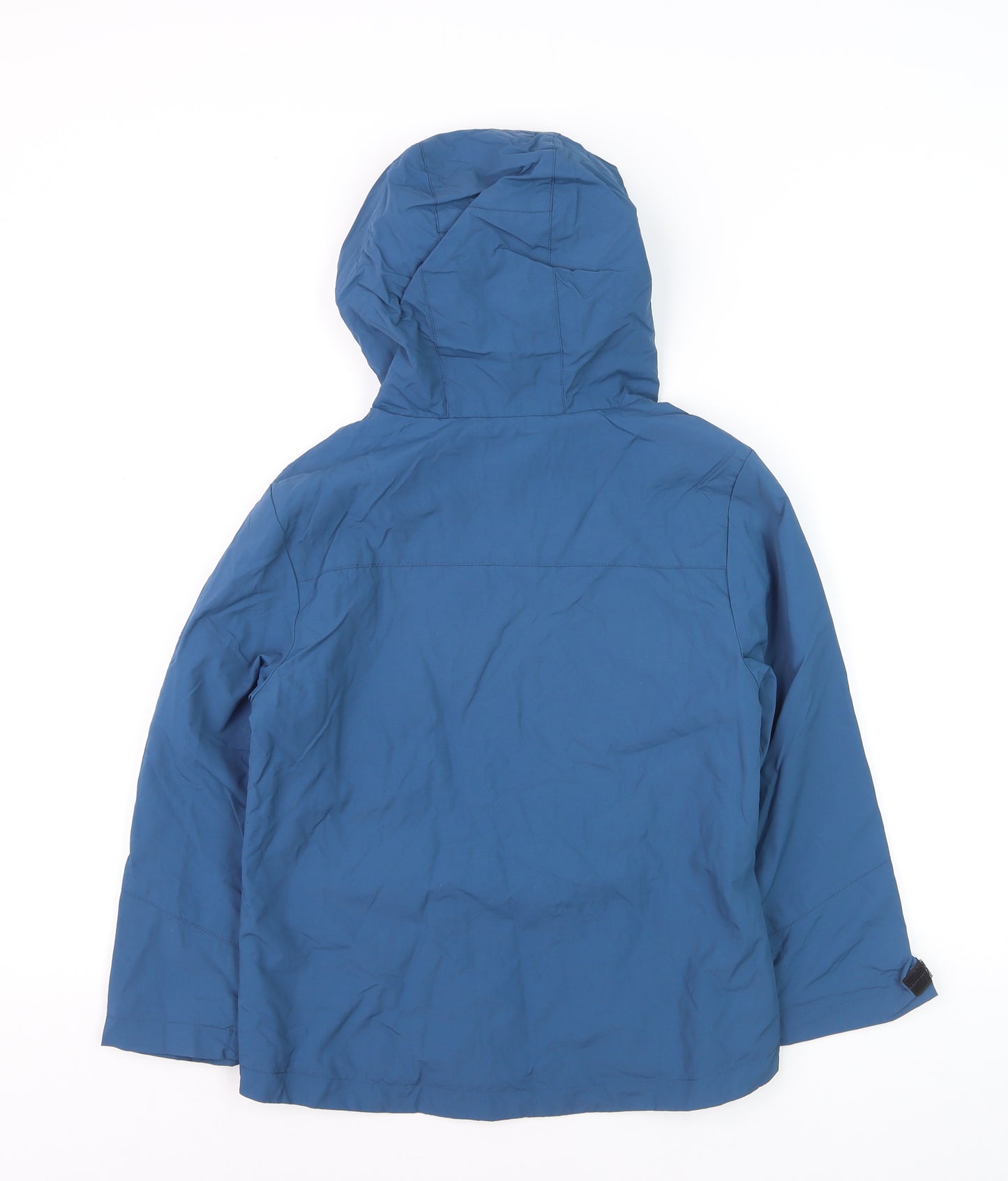 Marks and Spencer Boys Blue Hooded Rain Coat Jacket 7-8 Years Waterproof