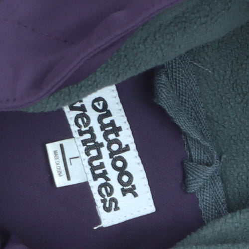 Outdoor Ventures Women's Purple L Softshell Rain Coat Hooded Long Sleeve