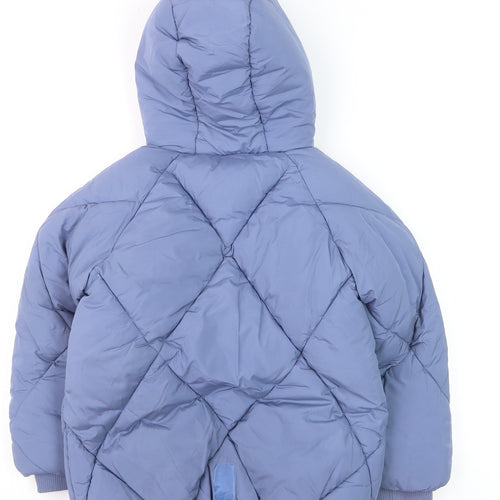 Marks and Spencer Girls Blue Hooded Puffer Jacket 4-5 Years Quilted Winter Coat
